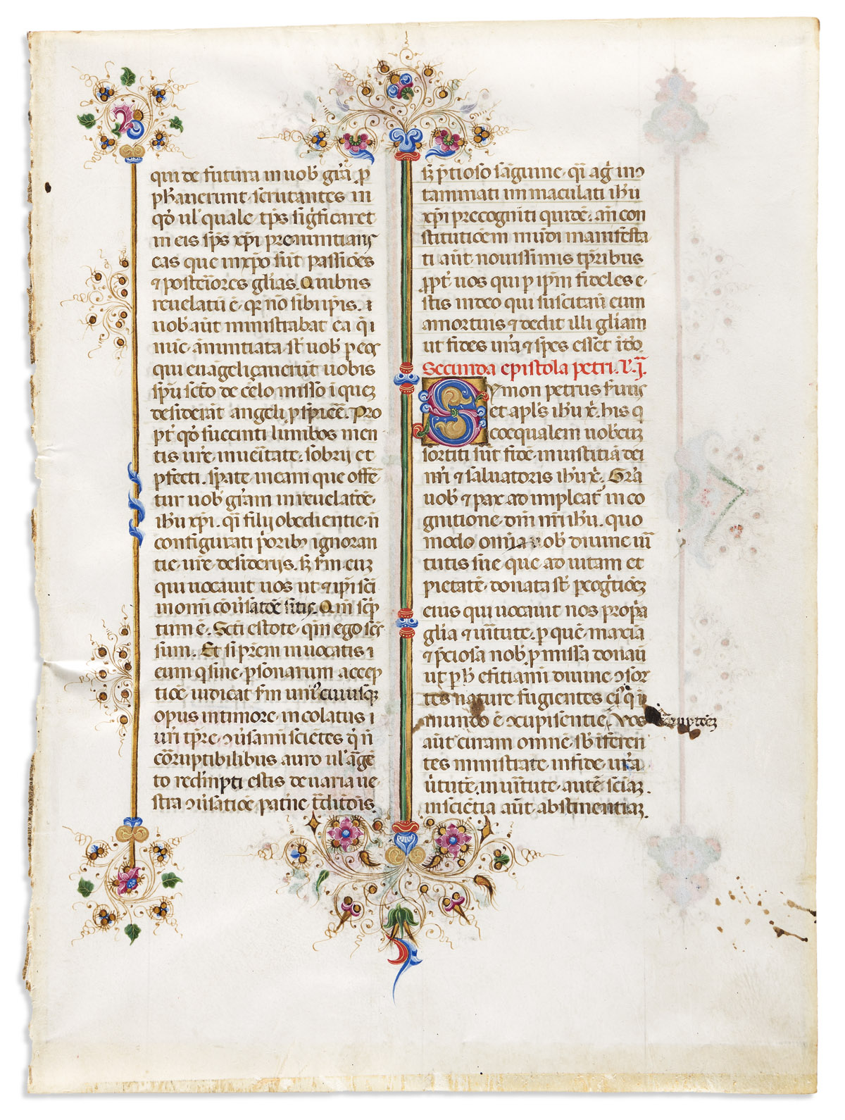 Medieval Manuscript Leaves with Illumination, Two Examples.